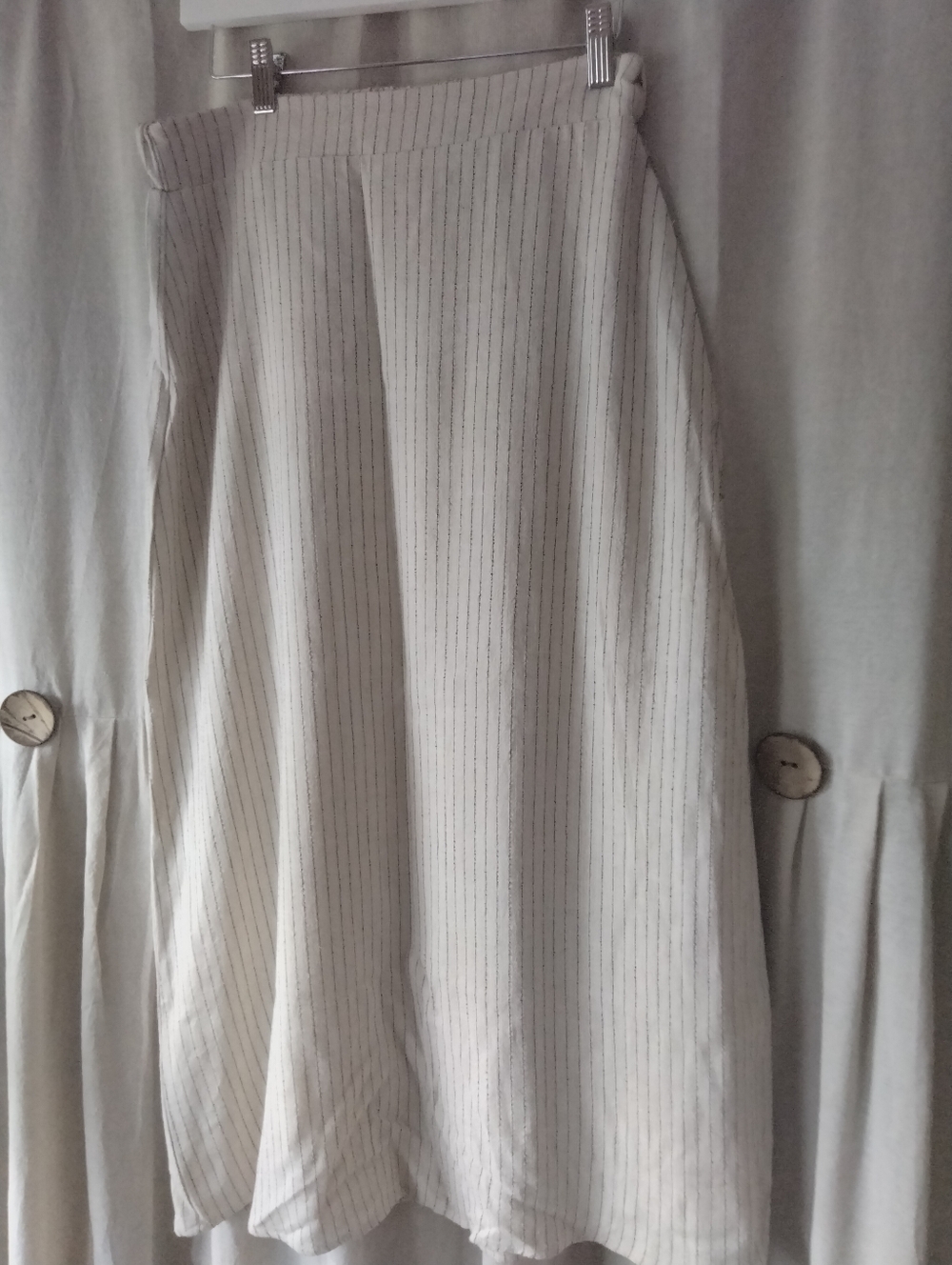 Cream Pinstripe Midi Skirt